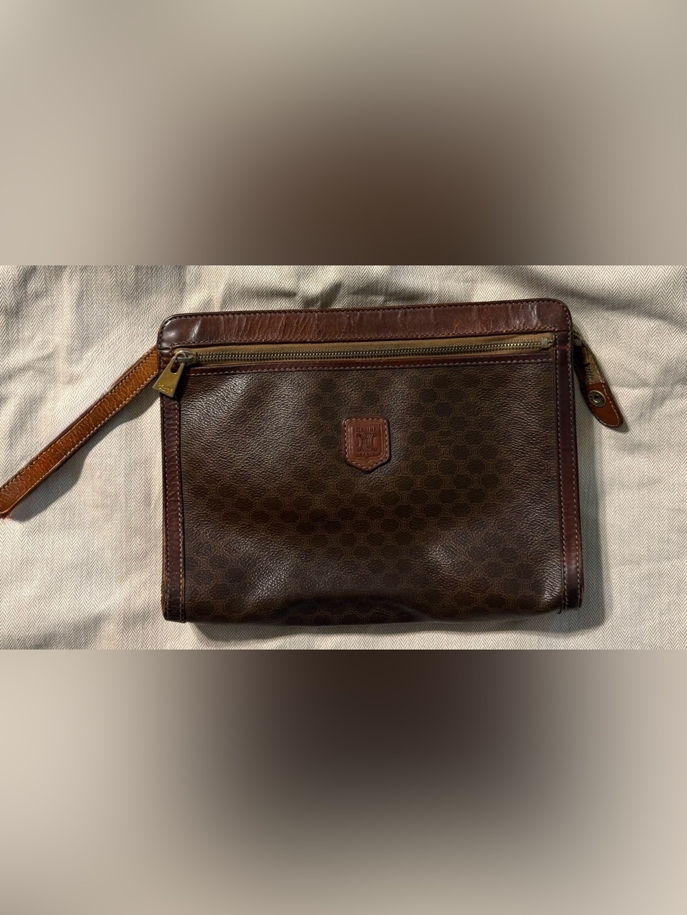 Vintage 90s Celine Triomphe Macadam Clutch/Wristlet